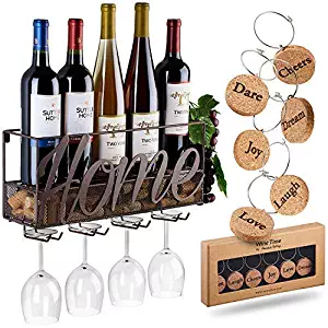 Best Wall Mounted Wood Wine Glass Holder Rack Bar Shelf Storage Display Kitchen