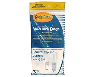 GE/Wal-Mart GE-1 Upright Vacuum Cleaner Bags - Generic - 3 pack by GE