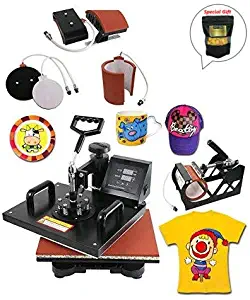 5 in 1 Dual Digital Transfer Sublimation Heat Press Machine for T-Shirt Mug Hat GET Special Gift Organic Silkworm Cocoon