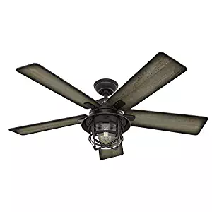 Hunter 54" Coral Gables Reversible Burnished Gray Pine Blades Remote Controlled Ceiling Fan in Weathered Zinc Finish