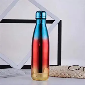 Vaccum Insulated Flask Water Bottle Thermal Stainless Steel Rainbow Sport 500ML - Drinkware & Tea Sets Water Bottles & Cups - (Gold)