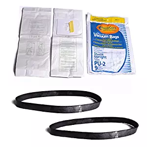 Sharp Upright Type PU-2 Vacuum Bags Microfiltration with Closure 9 Pk With 2Pk Replacement Vacuum Belts Type BU-3, Fits ECT5970, ECT5980, ECTU5907, ECTU5909, ECTU5910.