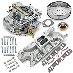 NEW HOLLEY CLASSIC CARBURETOR & WEIAND STREET WARRIOR MANIFOLD COMBO,600 CFM,STRAIGHT,4 BBL,GASOLINE,VACUUM SECONDARIES,MANUAL CHOKE,COMPATIBLE WITH SMALL BLOCK FORD