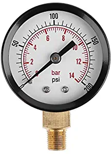 Pressure Gauges - 1 8inch Npt 2inch Face Side Mount 0 200psi 14bar Air Pressure Gauge Meter Hydraulic Vacuum - For Sports Bar Liquid Air Fuel Conditioning Digital Cars Tl