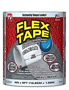 Flex Tape Rubberized Waterproof Tape, 4" x 5', Clear