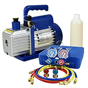 F2C 3.5CFM 1/4HP HVAC Air Vacuum Pump Kit with/AC Refrigeration Gauge