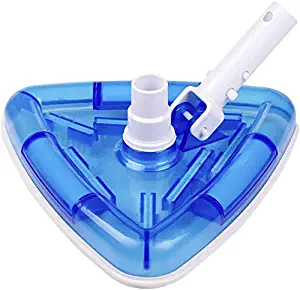 POOLWHALE Sea-Thru Transparent Triangular Blue Vacuum Head with Swivel and Brush for 11" Wide Cleaning Surface Safe on Vinyl Lined Pools