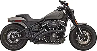 Bassani Manufacturing 1S22FB Radial Sweeper 2-Into-2 Exhaust System - Black with Black Slotted Heat Shields