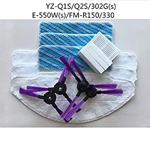 HBK for Fmart Fmart E-550W(S) YZ-Q2S/Q1S/FM-R330/FM-R150/302G(s) Robot Vacuum Cleaner Parts 4X Side Brush + 4X Filter + 3X mop Cloth