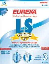 Eureka "LS" Filteraire Vacuum Bags #61820A - Genuine - 3 Pack