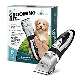 Pet Union Professional Dog Grooming Kit - Rechargeable, Cordless Pet Grooming Clippers & Complete Set of Dog Grooming Tools. Low Noise & Suitable for Dogs, Cats and Other Pets