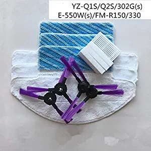 Bubble-Princess - 4x side brush + 4x filter + 3x mop cloth for Fmart YZ-Q2S/Q1S/FM-R330/FM-R150/550W(s)/302G(s) robot vacuum cleaner Parts