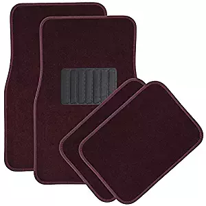 Motorup America 4pc Set Carpet Auto Floor Mat - Fits Select Vehicles Car Truck Van SUV, Red