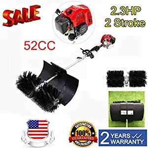 XYOUNG Hand Held Sweeper, 52cc 2.3HP Gas Power Broom Dirt Walkways Behind Sweeper Cleaning Machine Driveway Lawns Broom Tools High Performance Cleaner 1.7kw