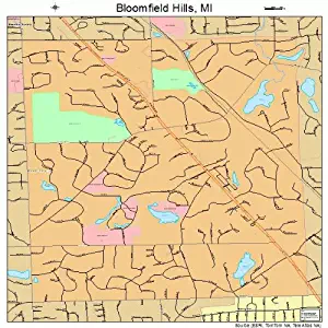 Large Street & Road Map of Bloomfield Hills, Michigan MI - Printed poster size wall atlas of your home tow