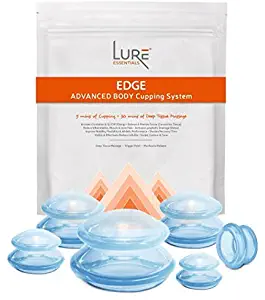 Edge Cupping Therapy Sets - Silicone Vacuum Suction Cupping Cups – Muscle, Nerve, Joint Pain Relief (Blue)