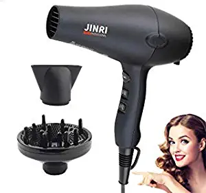 1875w Professional Tourmaline Hair Dryer,Negative Ionic Salon Hair Blow Dryer,DC Motor Light Weight Low Noise Hair Dryers with Diffuser & Concentrator,Black ETL Certified