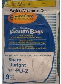 Sharp Upright Types PU-2 Vacuum Bags - 10 Pack [Health and Beauty]