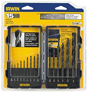 IRWIN Tools 314015 Black Oxide Metal Index Drill Bit Set, 15pc
