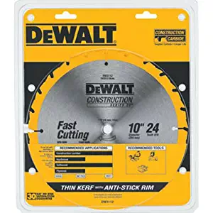 DEWALT DW3112 Series 20 10-Inch 24 Tooth ATB Thin Kerf Saw Blade with 5/8-Inch Arbor