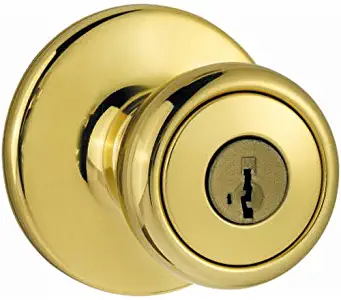 Kwikset Tylo Entry Knob featuring SmartKey in Polished Brass