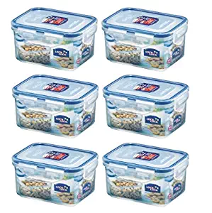 (Pack of 6) LOCK & LOCK Airtight Rectangular Food Storage Container 15.89-oz / 1.99-cup