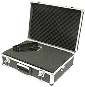 SRA Cases Aluminum Hard Case with Foam Insert, Black, 18.1 x 13 x 6 Inches