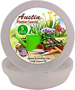 Austin Planters 21 inch Case of 5 Saucers Clear Heavy Duty Polypropylene for Indoor and Outdoor use, Made in USA(19 inch Base Dia.)