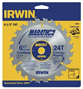 IRWIN Tools MARATHON Carbide Cordless Circular Saw Blade, 6 1/2-Inch, 24T, .063-inch Kerf (14029)