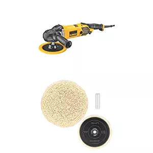 DEWALT DWP849X 7-Inch/9-Inch Variable Speed Polisher with Soft Start w/ DW4985CL Wool Buffing Pad and Backing Pad Kit, 7-Inch
