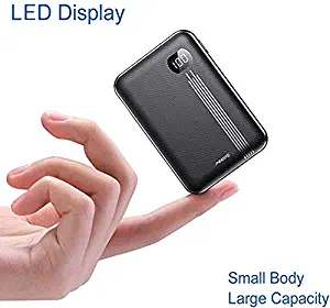 Portable Charger 10000mAh, AINOPE LED Display One of The Smallest and Lightest 10000mAh External Battery, 2 USB Outputs External Battery Pack/Travel Power Bank/Phone Backup for iPhone Samsung and more