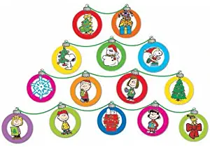 Eureka Peanuts Dimensional Christmas Ornaments Mini Bulletin Board Set, 24 Reusable Punch Out Pieces