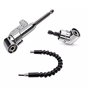 105 Degree 1/4 inch Right Angle Drill Adapter Hex Shank Screwdriver Angled Bit Holder Power Drill Tool and Flexible Angle Extension Bit Kit (Flexible Angle Drill set)