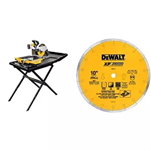 DEWALT D24000S Heavy-Duty 10-inch Wet Tile Saw with Standwith 10-Inch by .060-Inch Premium XP4 Tile Blade Wet