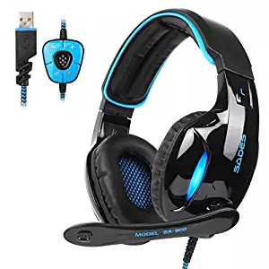 SADES SA902 7.1 USB Surround Sound PC Headsets Over-Ear Gaming Headphones with Microphone LED Light