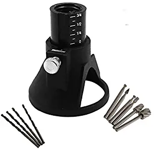 Rotary Multi Tool Cutting Guide Attachment Kit with 6pcs 1/8”(3mm) Shank HSS Routing Router Bits and 4pcs Twist Drill Bit for Dremel Rotary