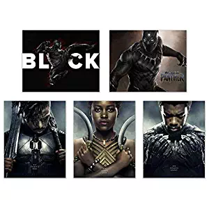 Crystal Black Panther (2018) Poster Prints - Set of Five Avengers Marvel Comics Wakanda Decor Wall Art Photos 8x10 T'Challa - Killmonger - Nakia