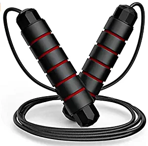 FITFORT Jump Rope, Tangle-Free Rapid Speed Jumping Rope Cable with Ball Bearings for Women, Men, and Kids, Adjustable Steel Jump Rope Workout with Foam Handles for Fitness, Home Exercise & Slim Body