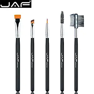 Eyebrow Brush Set-JAF 5 PCS Eyebrow Makeup Tools Includes Synthetic Eyelash Comb Angled Eyeliner Eyelashes Spoolie Flat Definer Brush Fine Tipped Liner For Liquid Powder Cream Cruelty Free Brush Kit