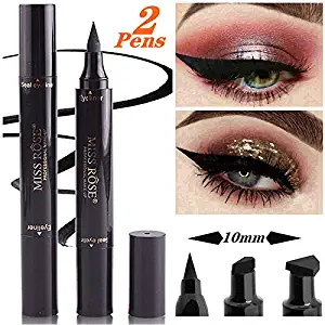 Winged Eyeliner Stamp-2 Pens Dual Ended Liquid Eye Liner Pen Waterproof Smudge Proof Long Lasting eyeliner Vamp Style Tool for Wing or Cat Eye ((Thick&Thin))
