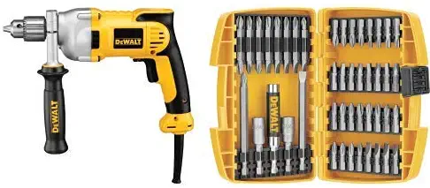 DEWALT DWD210G 10-Amp 1/2-Inch Pistol-Grip Drill with DEWALT DW2166 45 Piece Screwdriving Set with Tough Case