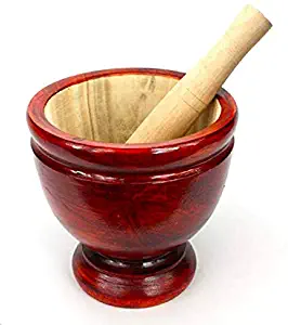 Size 6 inches Wood Kruk Mortar with Pestle Grinding Earthenware Pottery Papaya Salad Somtum Mixer Cookware Food Menu Recipe Home Party Kitchen Tool
