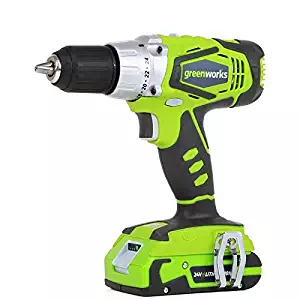 Greenworks 24V 2-Speed Cordless Compact Drill, Two 2.0 AH Batteries included 37012B