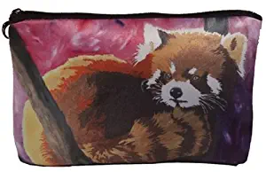 Red Panda Cosmetic Bag, Zip-top Closer - Taken From My Original Paintings (Red Panda- Shy Beauty)