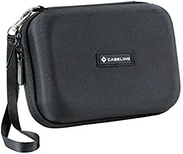 Caseling Hard Carrying GPS Case for up to 5-inch Screens. for Garmin Nuvi, Tomtom, Magellan, GPS – Mesh Pocket for USB Cable and Car Charger - Black