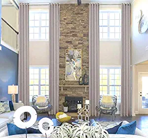 Ikiriska 100% Blackout Extra Long Linen Curtains. Off White, Beige Cream Gray Custom Made 12-24 feet Length 2 Story Great Room (Light Taupe, 240