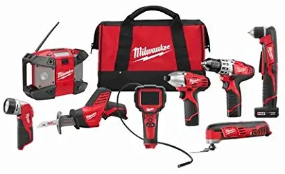 Milwaukee 2495-28 M12 Combo 8 tool Kit W/2 Cmpt Bat, 1 Xc Bat