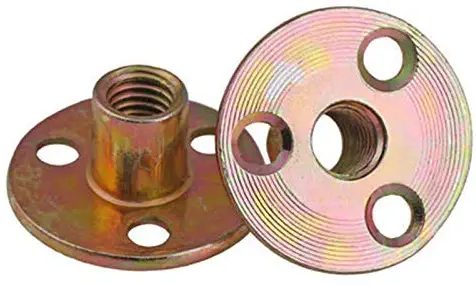 M8 Brad Hole Tee Nut Round Base Iron Zinc Plating Lock Nut Fastener Repair Furniture Hardware Accessories, 10pcs