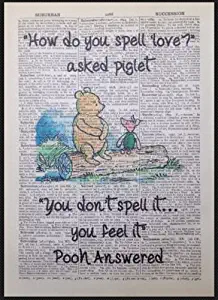 Winnie The Pooh Quote Print Vintage Dictionary Page Picture Wall Art Love Cute