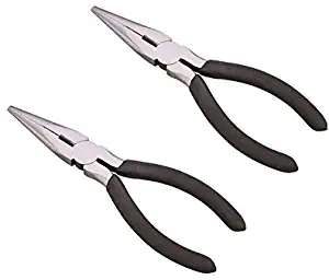 Edward Tools Long Nose Pliers with Side Cutter 6” - 2 Pack - Drop forged steel - Polished rust proof finish - Extra strength well aligned side cutter - Smooth action needle nose pliers